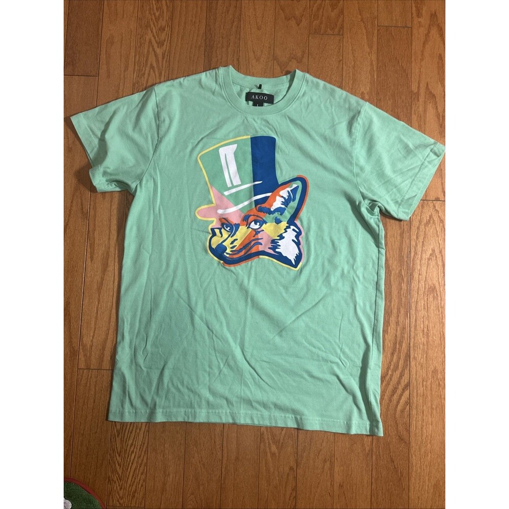 AKOO Spring Bouquet Green Split VELVET TOP HAT SLICK FOX T-Shirt Men's L